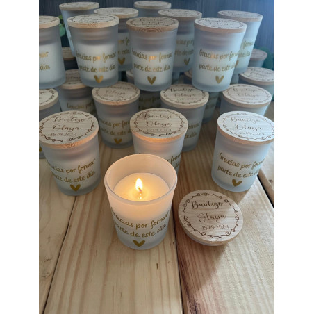 Vela vainilla con tapa de madera