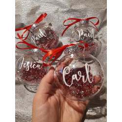 Bolas transparentes rojas