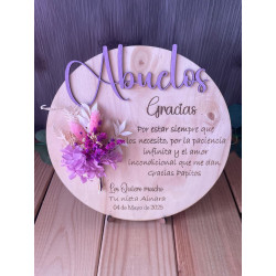 Placa redonda flores preservadas