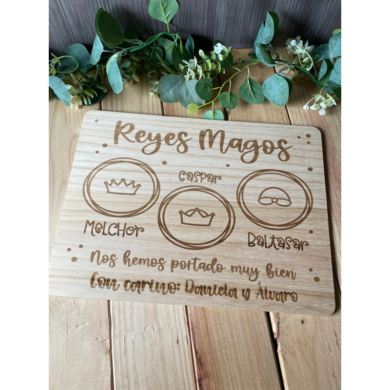 Bandeja de madera Reyes Magos y Papá Noel