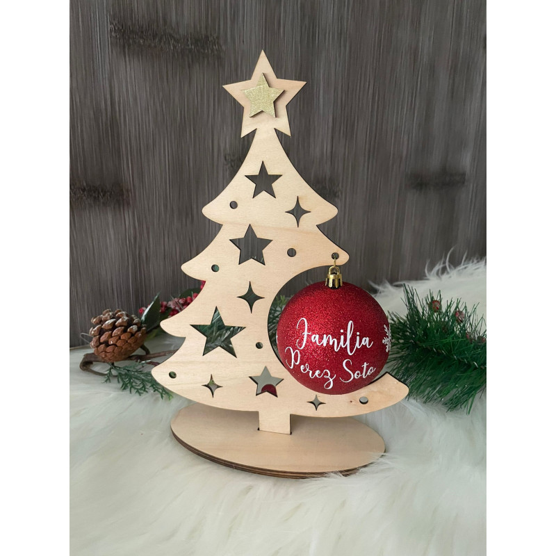 Árbol de madera con esfera personalizada / MadeInMy