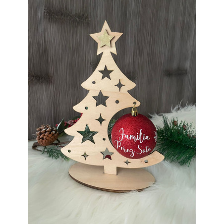 Árbol de madera con esfera personalizada / MadeInMy