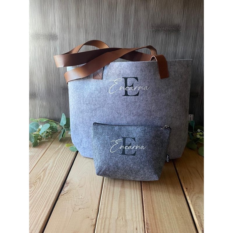 Bolso y neceser de fieltro Aurora