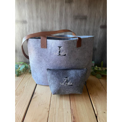 Bolso y neceser de fieltro Aurora