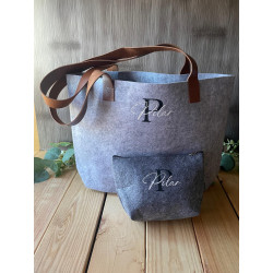 Bolso y neceser de fieltro Aurora