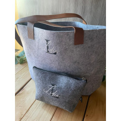 Bolso y neceser de fieltro Aurora