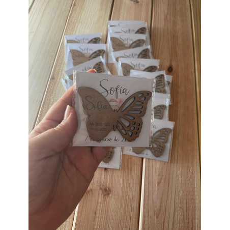 Imán mariposa de madera