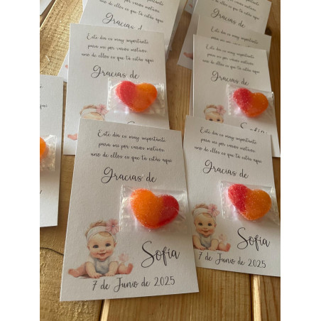 Tarjeta de agradecimiento con chuche